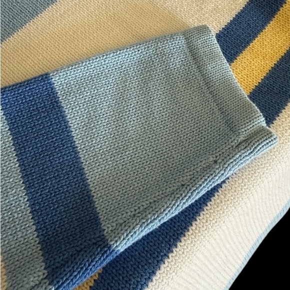 Croft & Barrow Petite Women’s Sweater w/ Blue, White, & Yellow Stripes - Size L - Picture 4 of 4